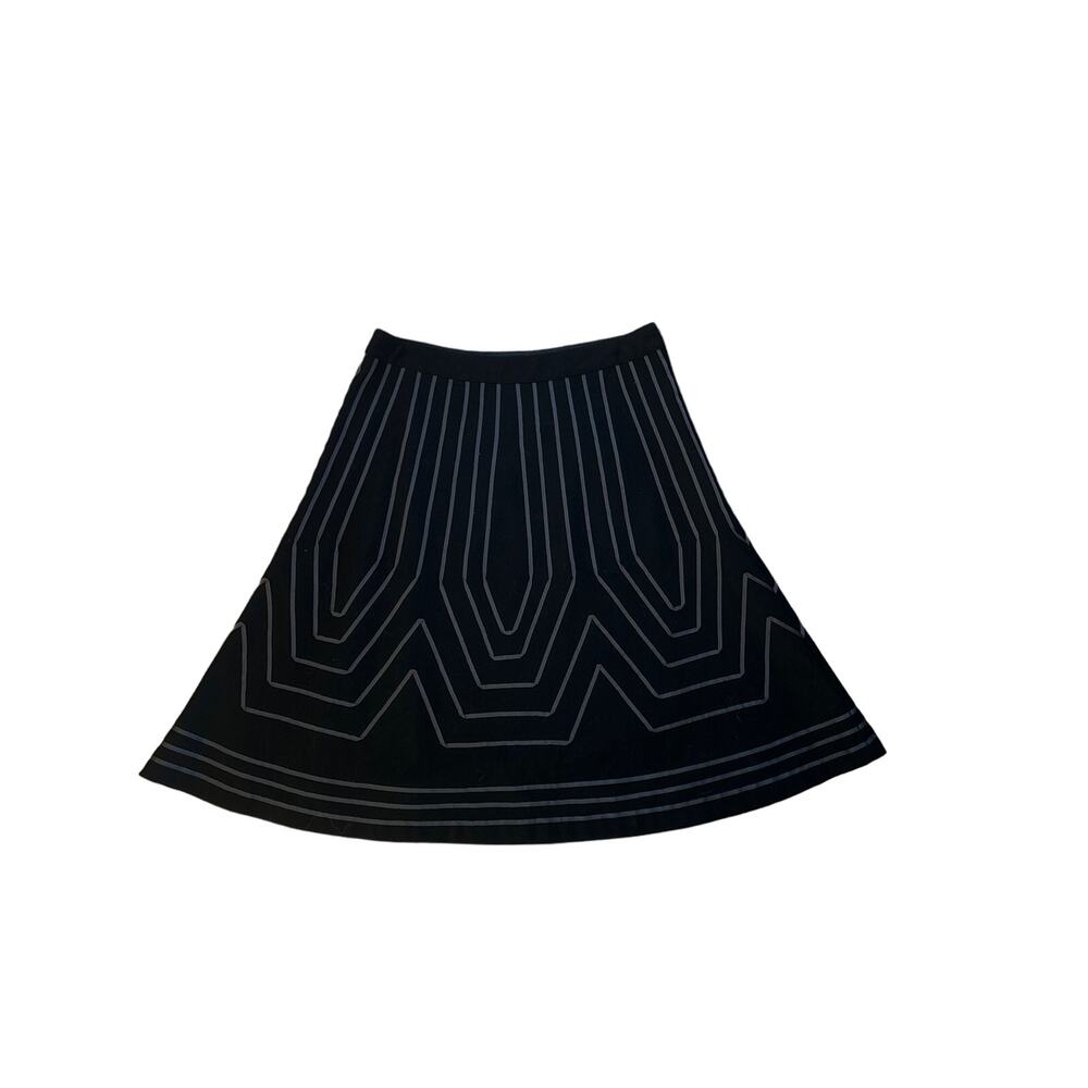 Boden Black A-Line Skirt with White Geometric Pattern